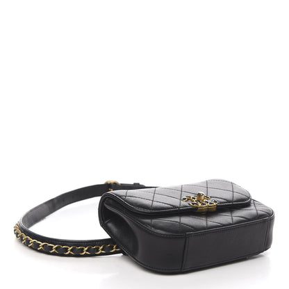 Chanel Lambskin Quilted Chain Infinity Waist Belt Bag Black 3 of 10