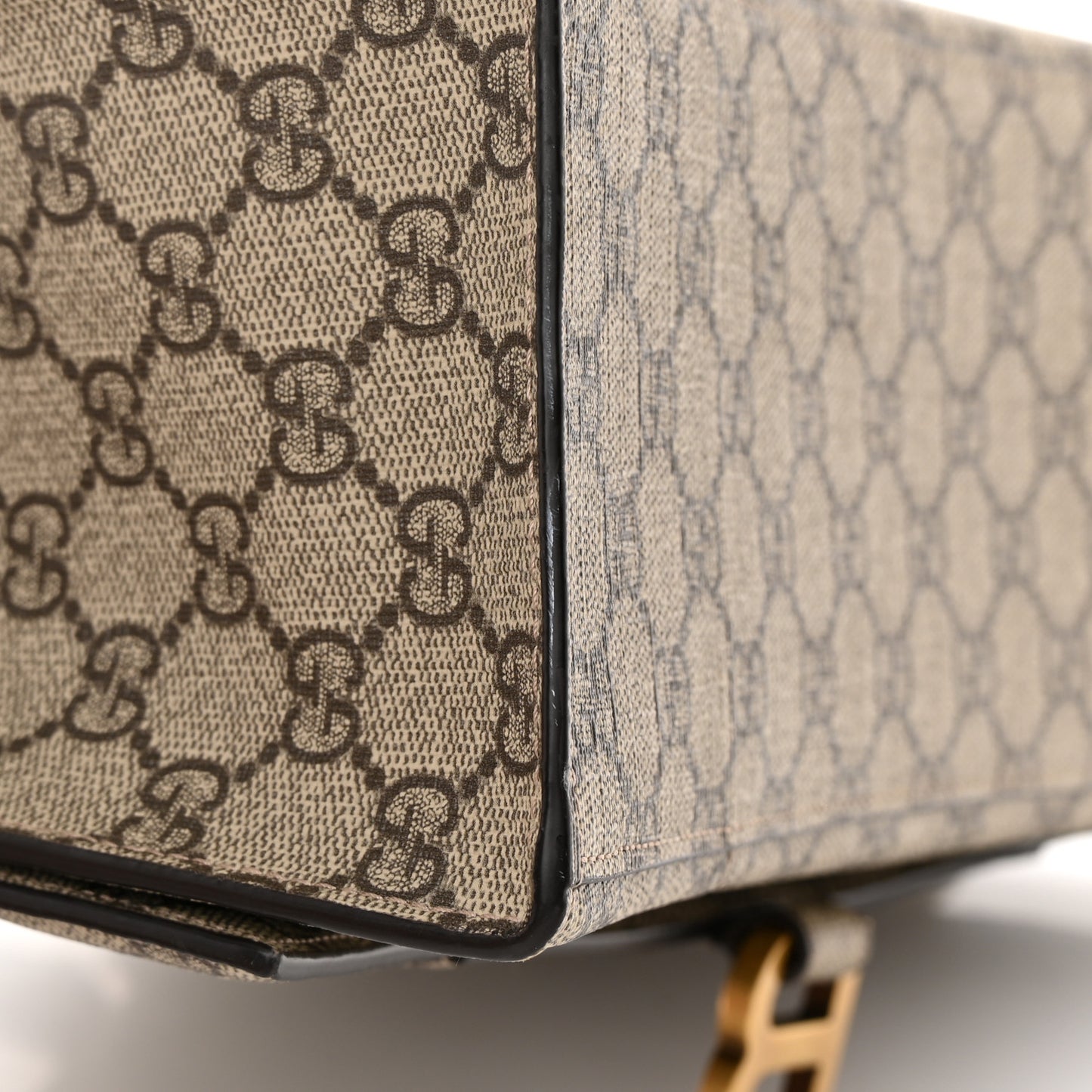 X GUCCI GG Supreme Monogram Medium Hourglass Top Handle Bag Beige Ebony