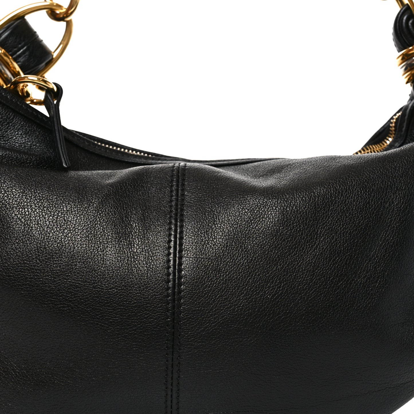 Grained Buffalo Small Bracelet Hobo Bag Black