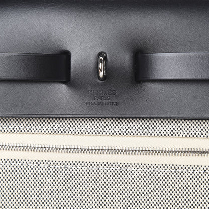 Hermes Vache Hunter Toile H Pegase Pop Herbag Zip Retourne 31 PM Bleu Indigo Ecru Black 6 of 12