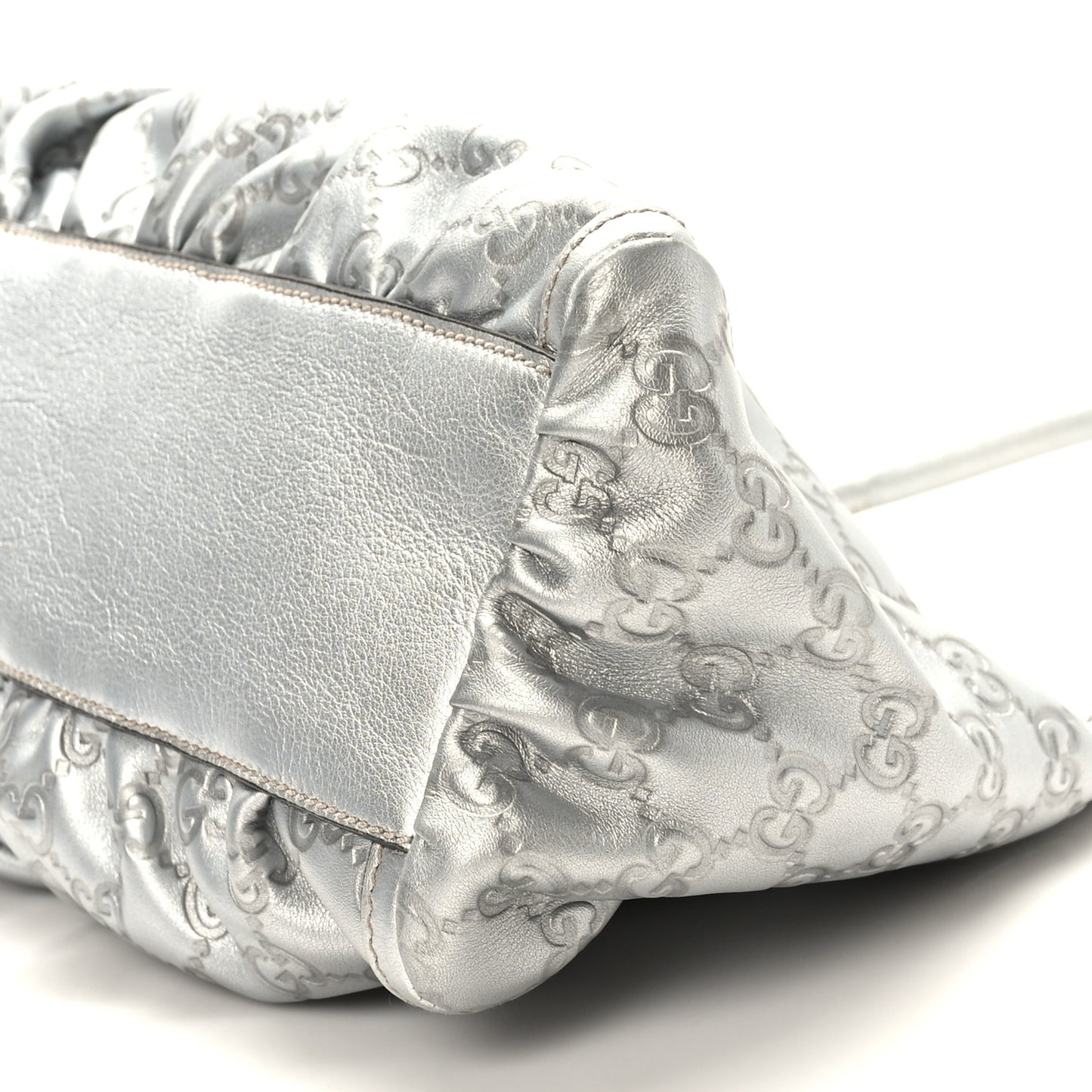 Metallic Guccissima Medium D Gold Hobo Silver