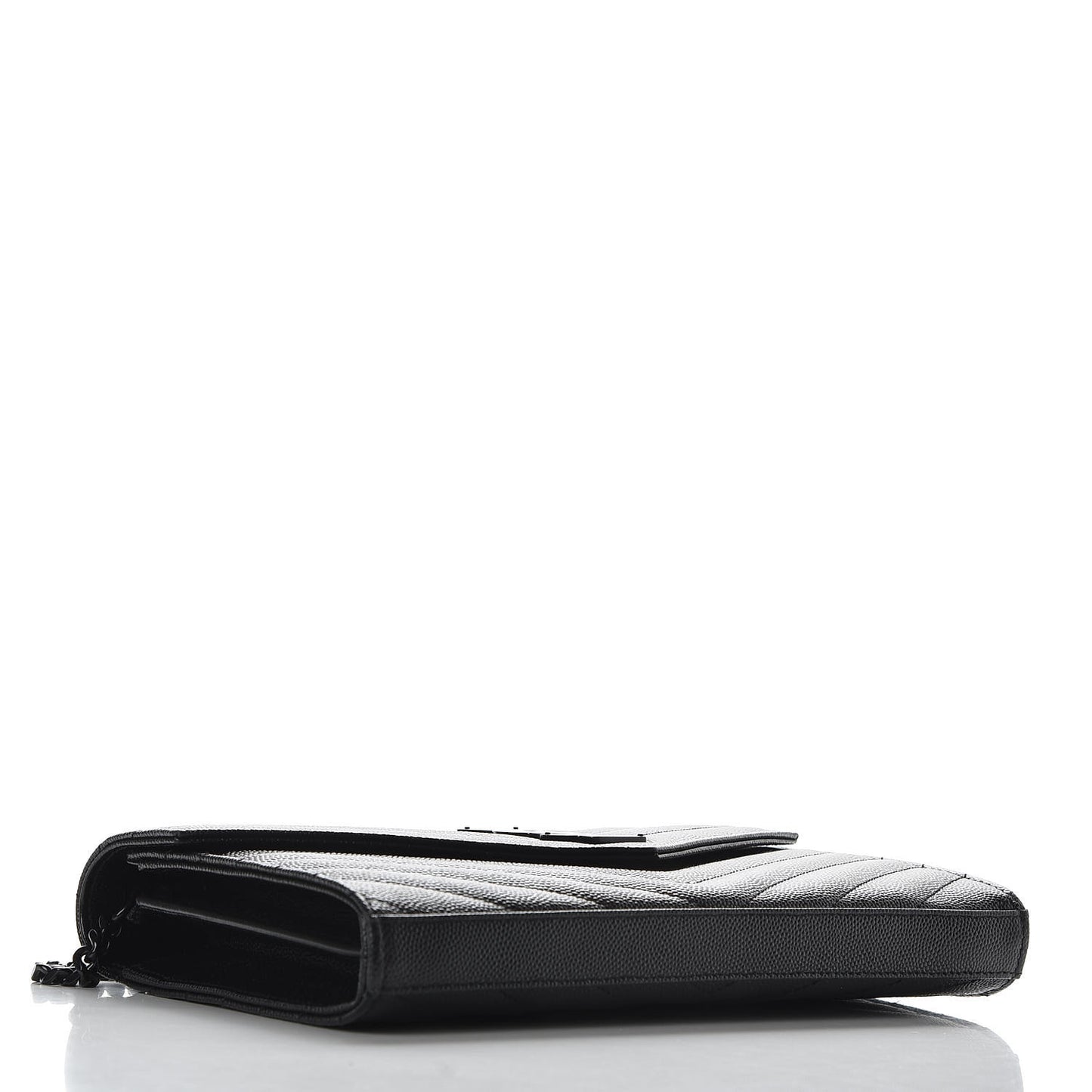 Grain De Poudre Matelasse Chevron Monogram Chain Wallet Black