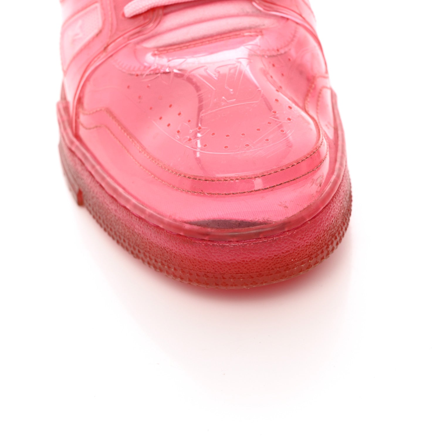Louis Vuitton Mix Materials Transparent Monogram Mens LV Trainer Sneakers 11 Pink 9 of 13