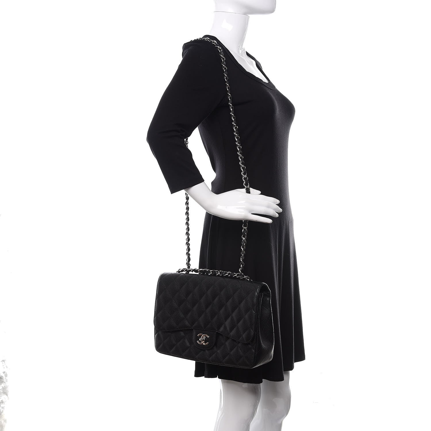 Chanel Caviar Quilted Jumbo Single Flap Black 2 of 11