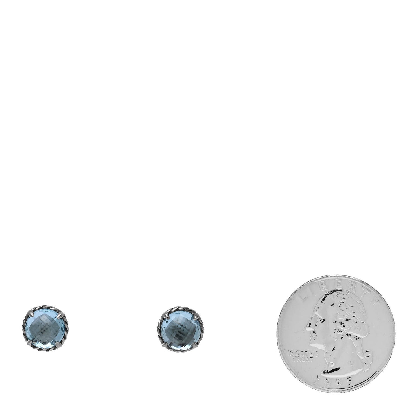 Sterling Silver Blue Topaz 8mm Chatelaine Earrings