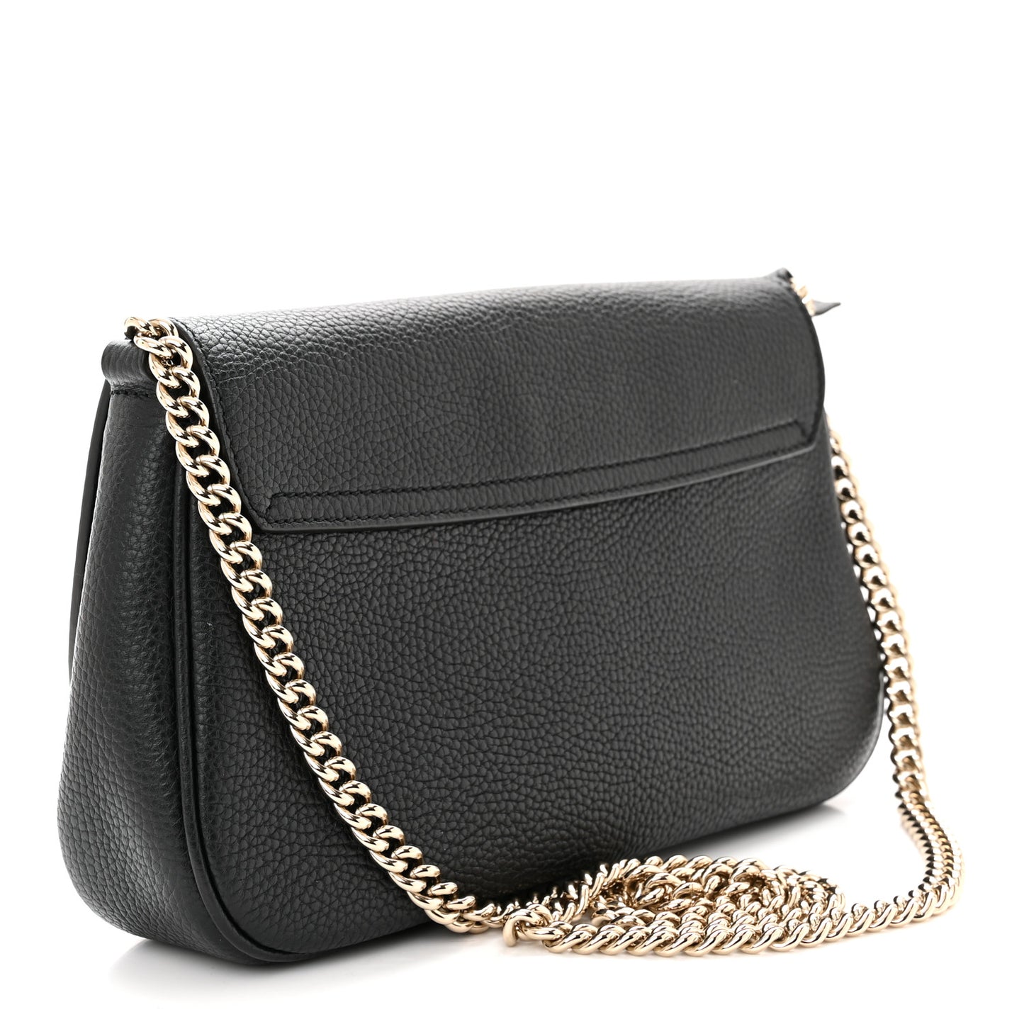 Pebbled Calfskin Medium Soho Flap Crossbody Black