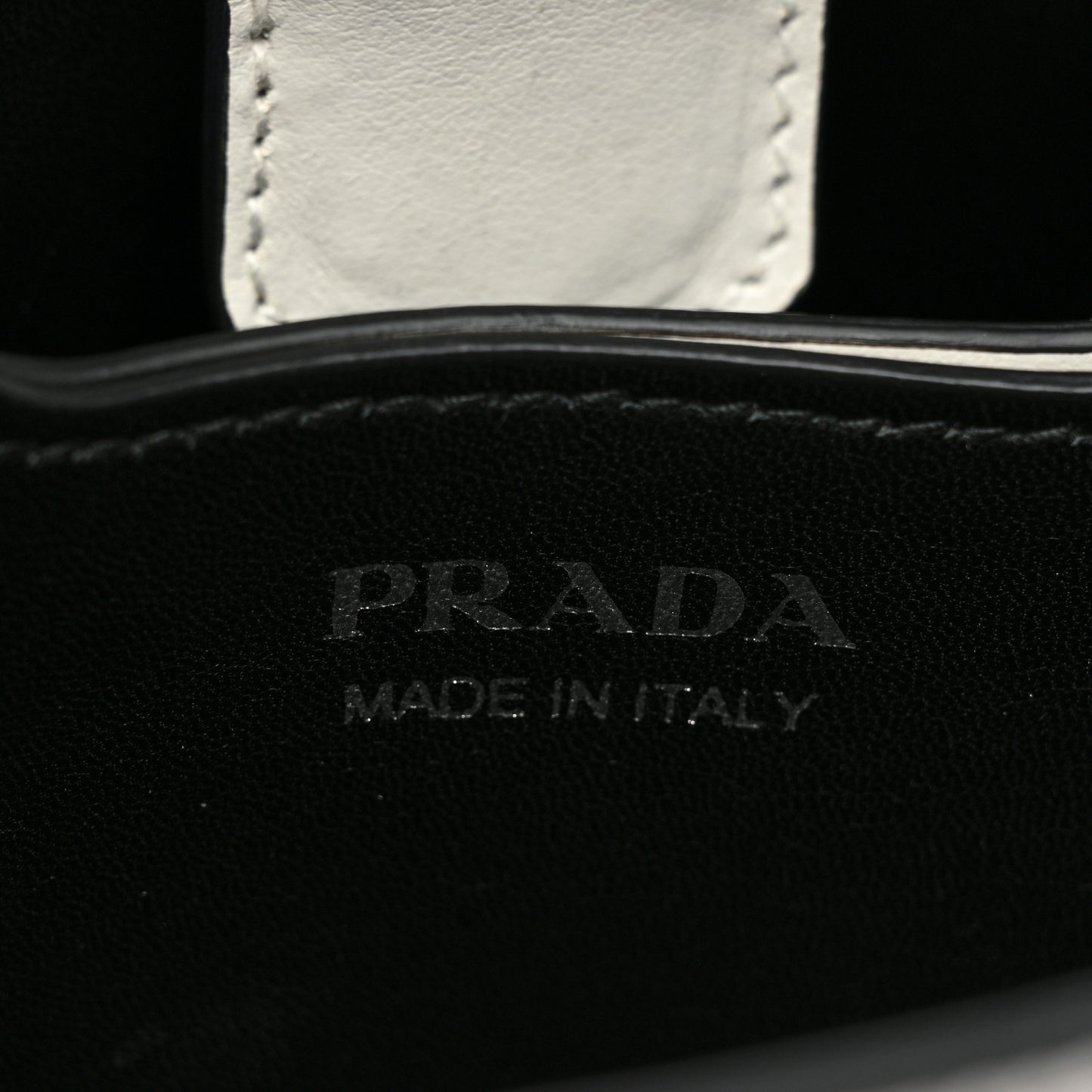 Saffiano Cuir Crystal Small Panier Bucket Bag White Black