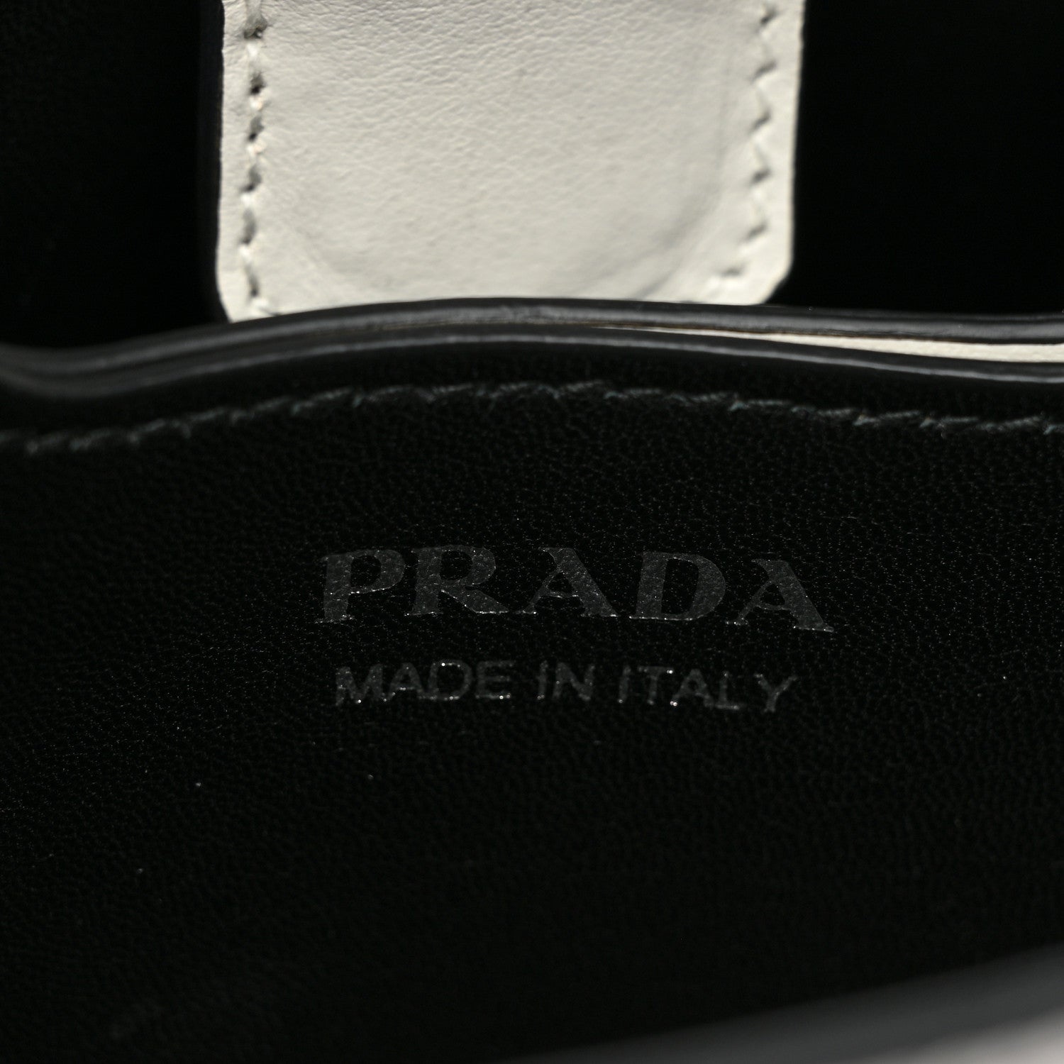 Prada Saffiano Cuir Crystal Small Panier Bucket Bag White Black 6 of 6