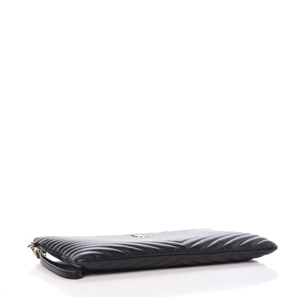 Saint Laurent Calfskin Matelasse Chevron Monogram Document Holder Black 4 of 10