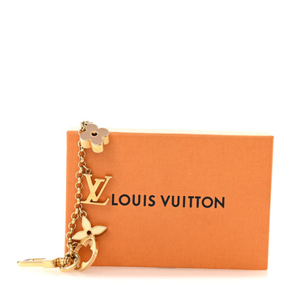 Louis Vuitton Brass Enamel Fleur De Monogram Bag Charm Chain Gold 3 of 3