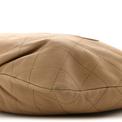 Chanel Calfskin Stitched Double Zip Hobo Beige 10 of 15