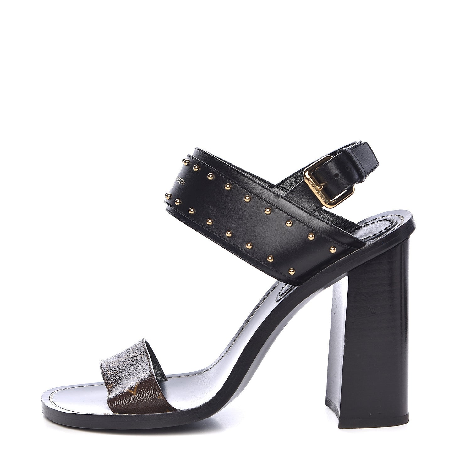Calfskin Monogram Nomad Heeled Sandals 39 Black