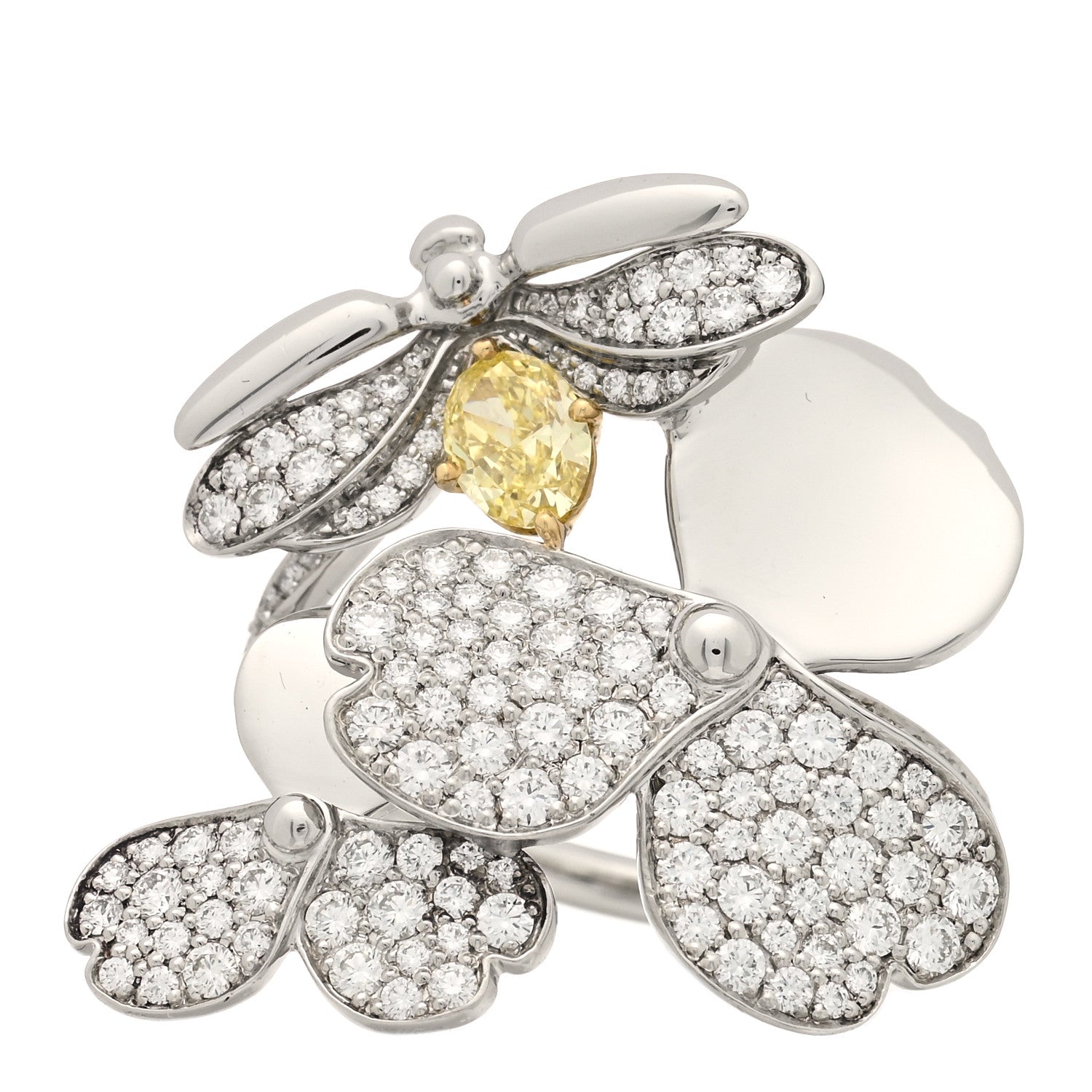 Tiffany Platinum Yellow Diamond Firefly Paper Flowers Cluster Ring 60 9.25 1 of 6