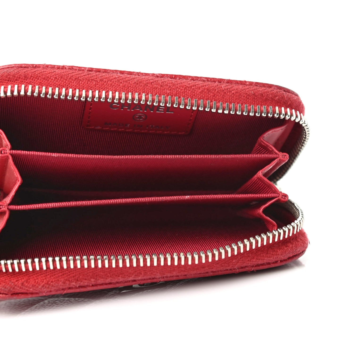 Caviar Quilted Zip Coin Purse Red