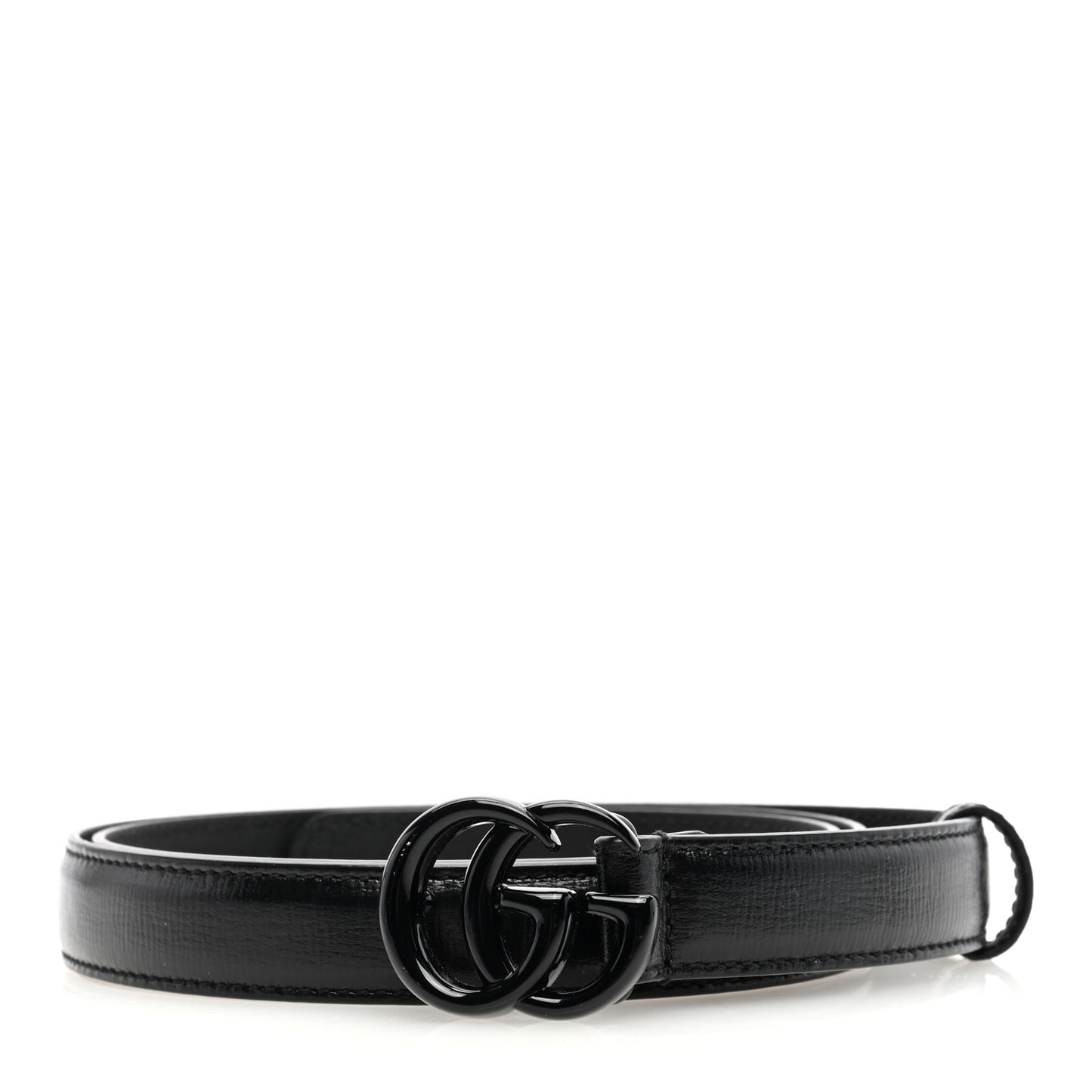 Azalea Calfskin Enamel Monochrome Double G 20mm Belt 90 36 Black