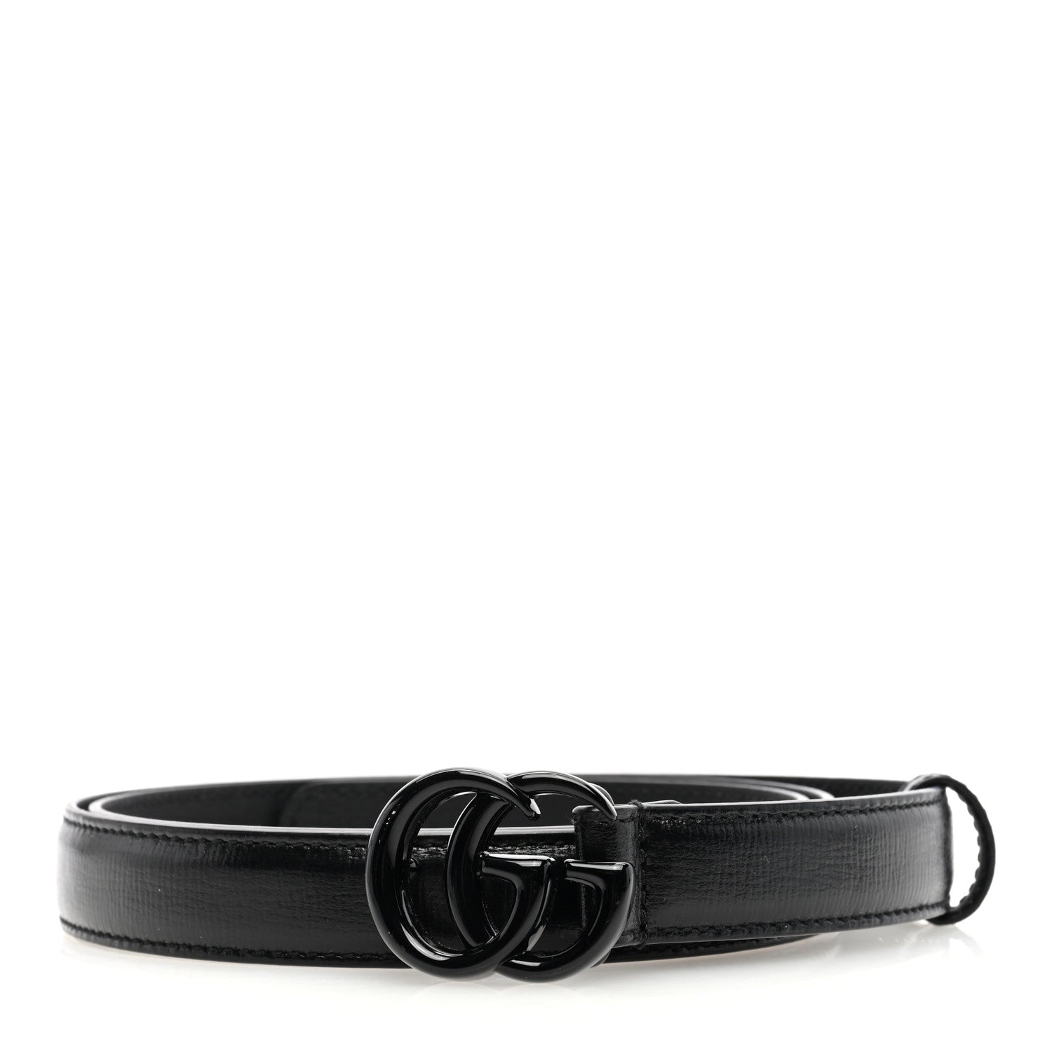 Gucci Azalea Calfskin Enamel Monochrome Double G 20mm Belt 90 36 Black 1 of 4
