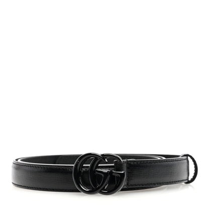 Gucci Azalea Calfskin Enamel Monochrome Double G 20mm Belt 90 36 Black 1 of 4