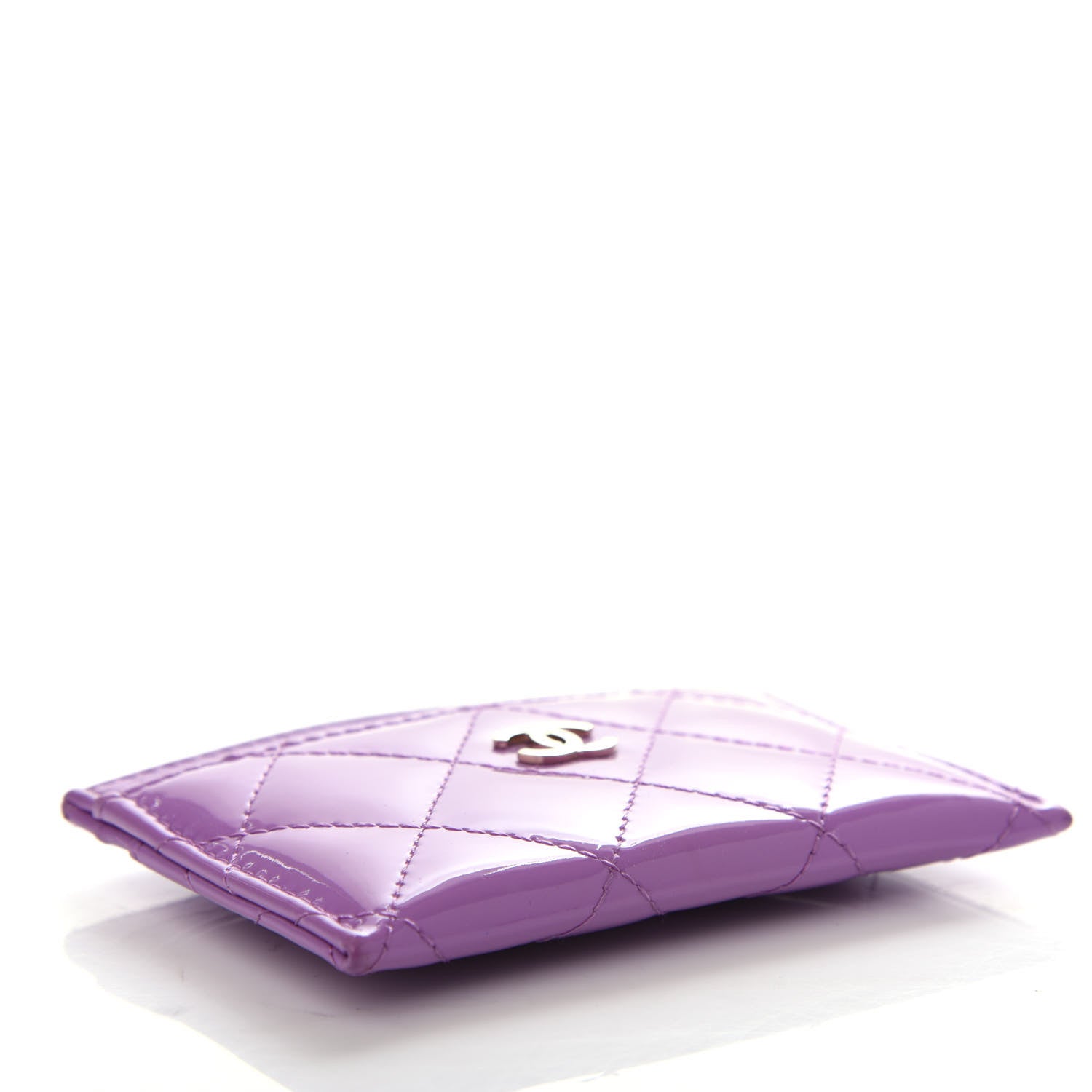 Chanel Patent Quilted Card Holder Purple 4 of 9