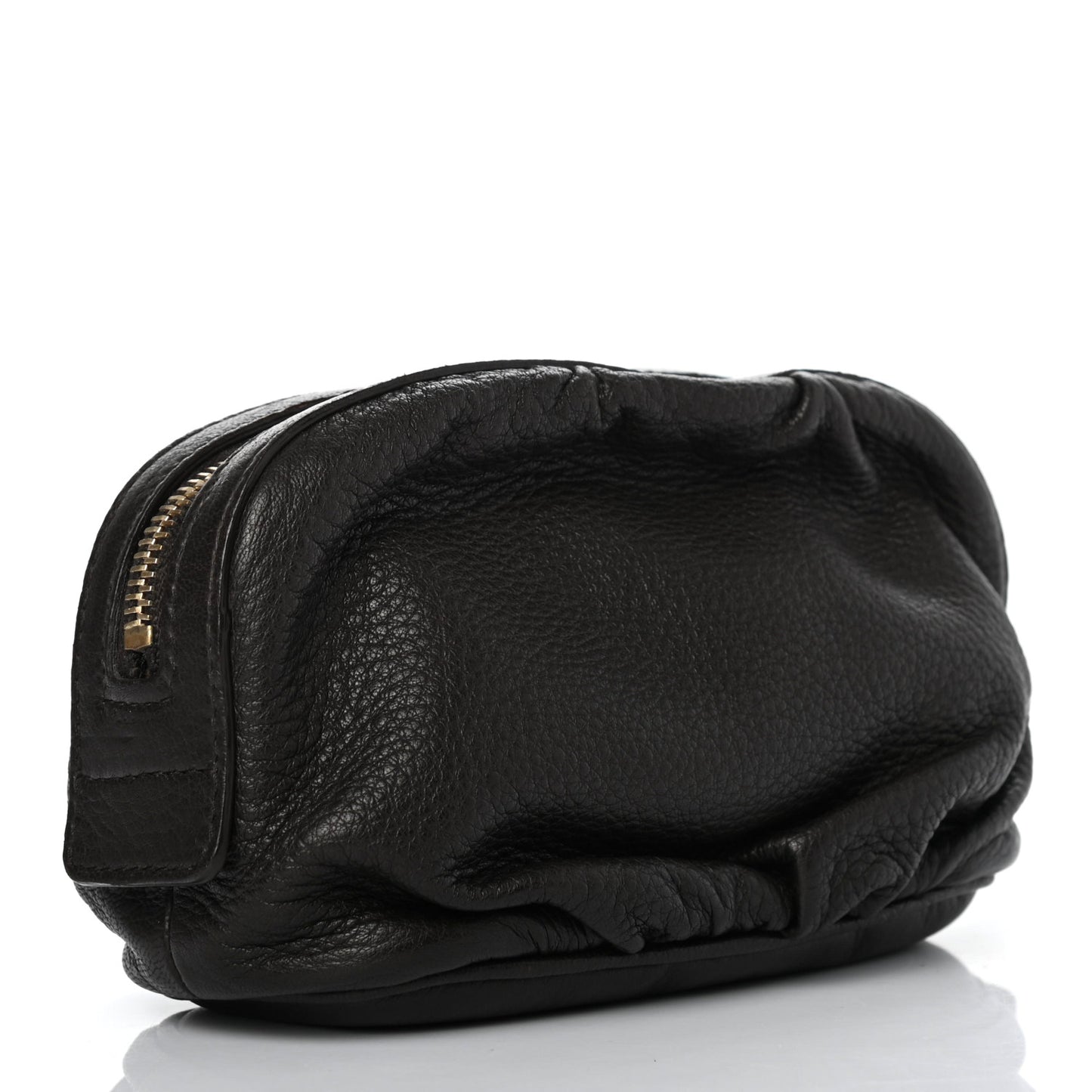 Deerskin Medium Bamboo Cosmetic Case Dark Brown