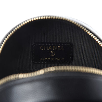 Chanel Caviar Quilted French New Wave Round Clutch With Chain Black 8 of 11