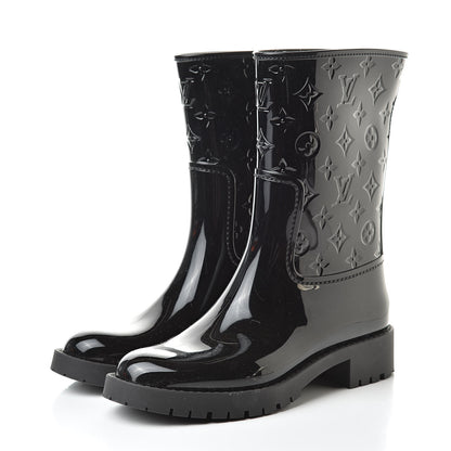 Louis Vuitton Rubber Embossed Monogram Drops Flat Half Boots 39 Black 3 of 8