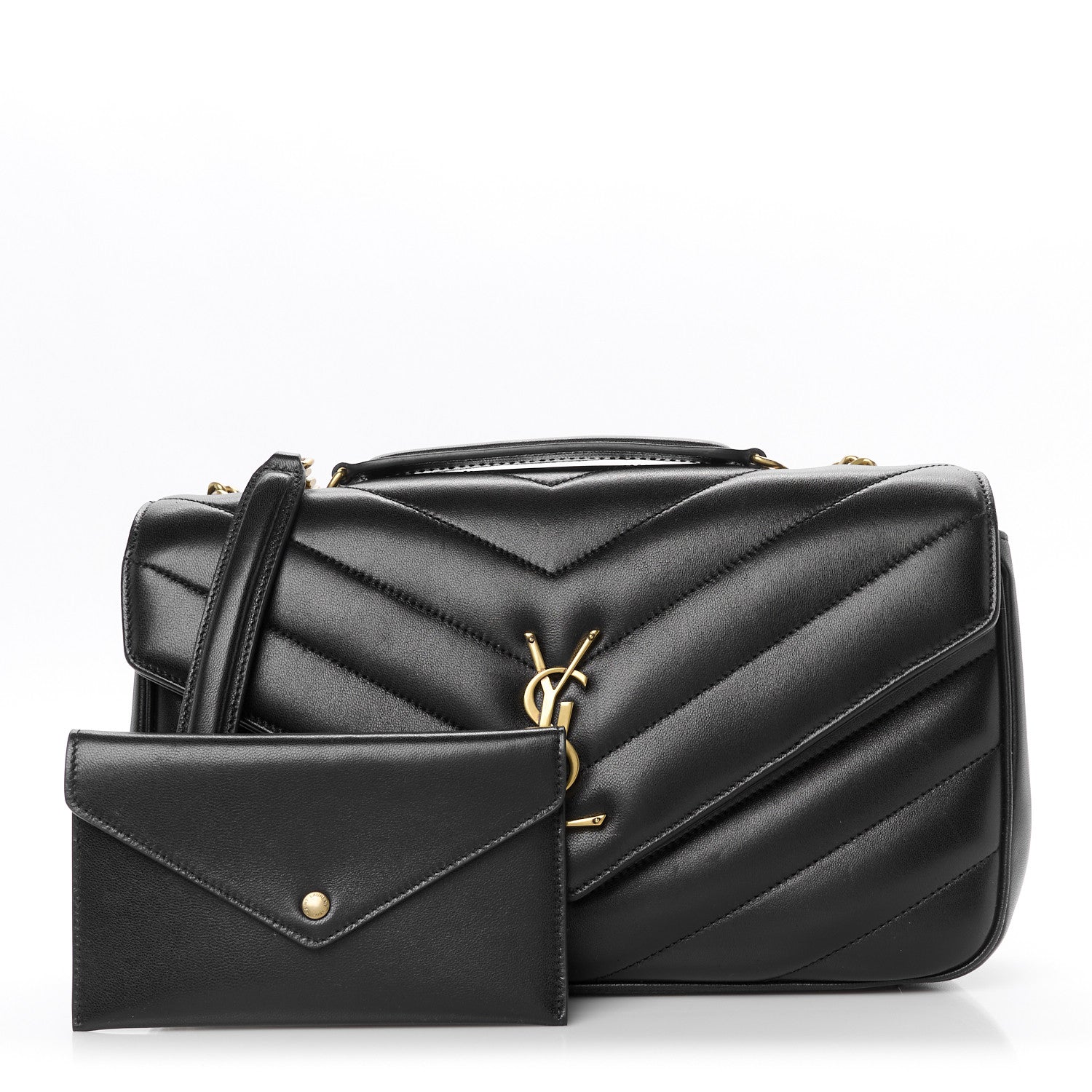 Saint Laurent Lambskin Chevron Quilted Medium Loulou Black 4 of 13