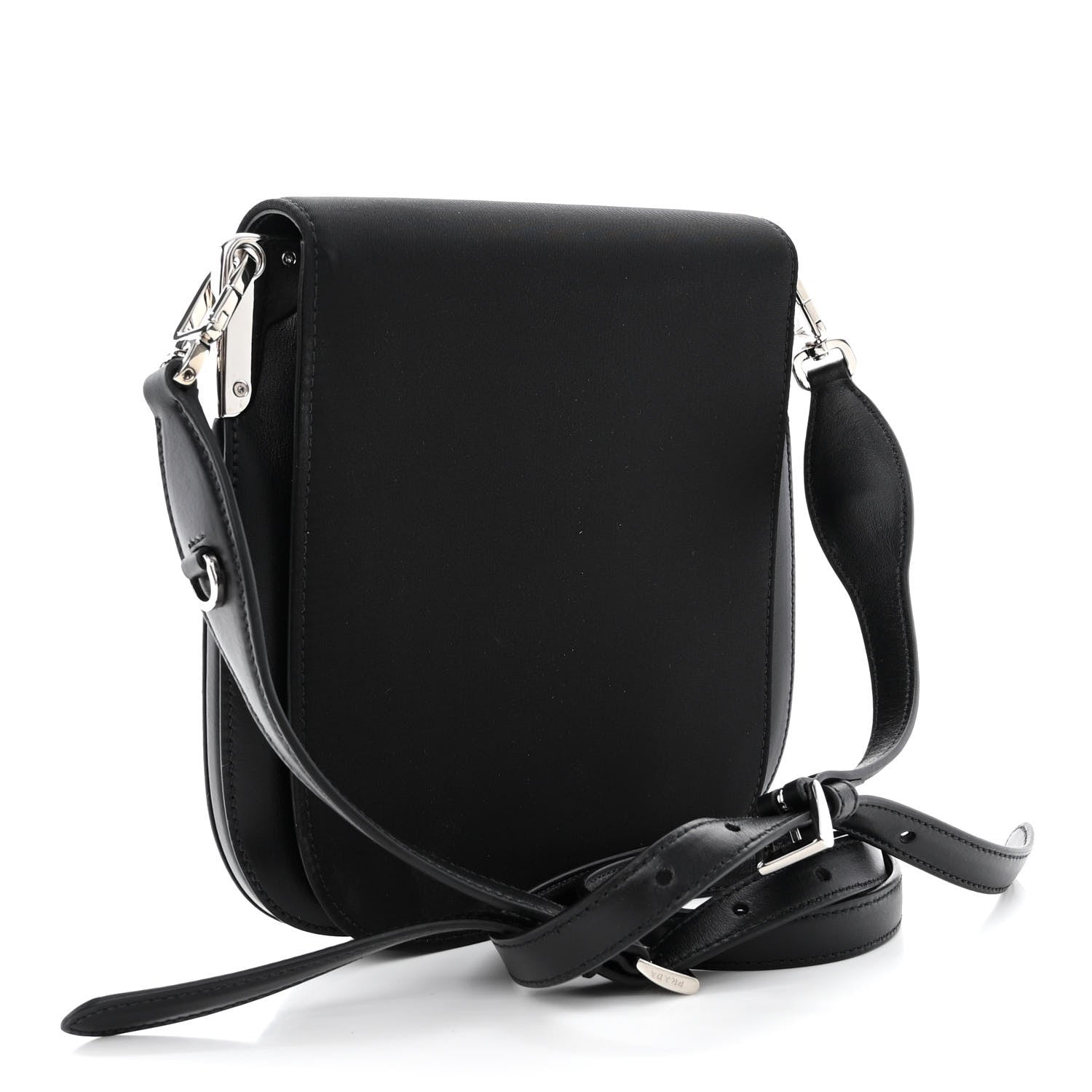 Prada Brushed Calfskin Nylon Small Margit Flap Bag Black 3 of 11