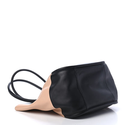 Proenza Schouler Calfskin Two Tone Ruched Tote Beige Black 3 of 4
