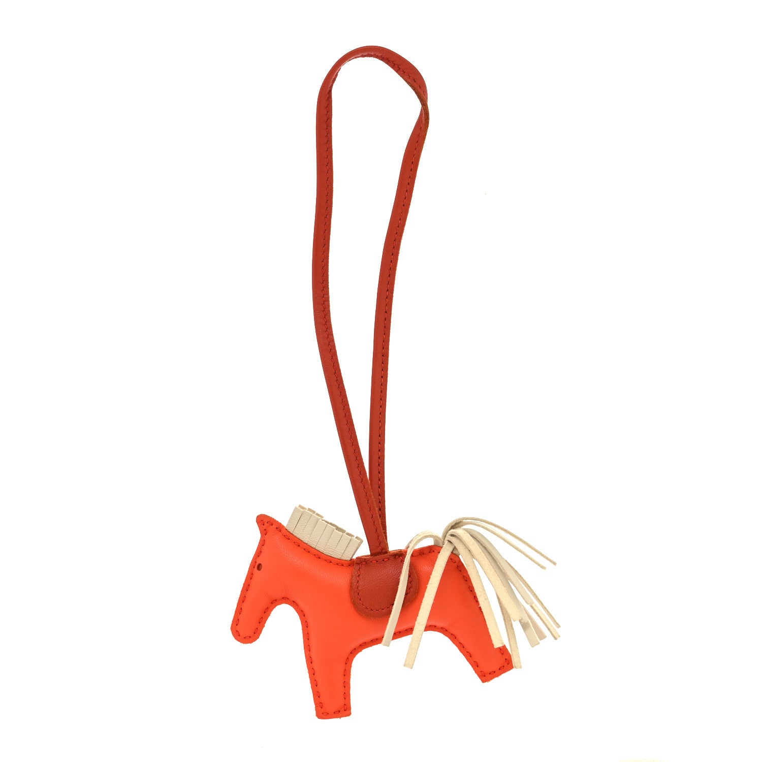 Hermes Milo Lambskin Grigri Rodeo Horse Bag Charm PM Orange Poppy Craie Terre Battue 1 of 3