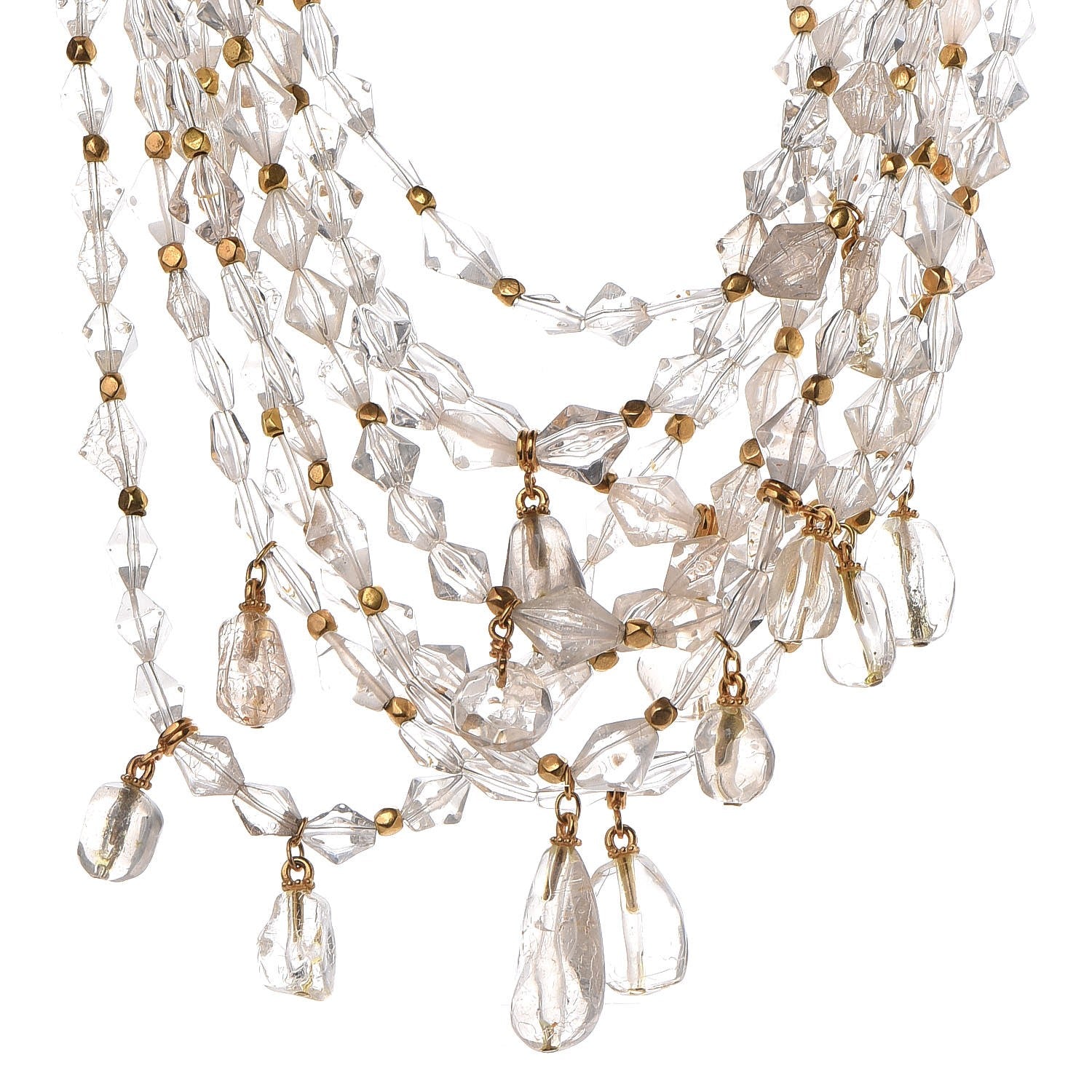 Chanel Beaded Multi Strand Necklace Gold 3 of 4