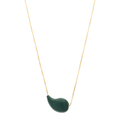 Bottega Veneta 18K Yellow Gold Sterling Silver Enamel Drop Pendant Necklace Green 1 of 6