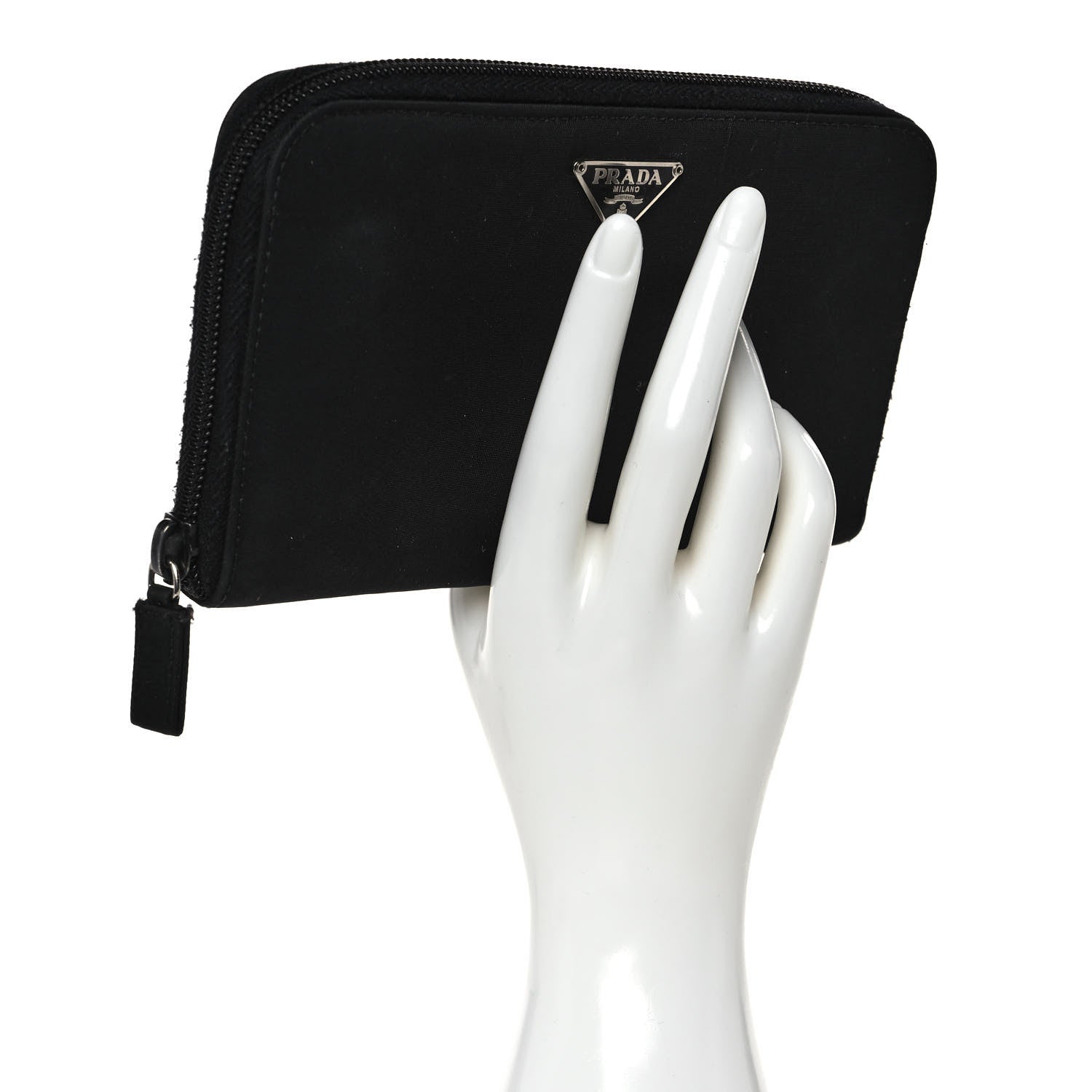 Prada Tessuto Nylon Zip Around Wallet Black 2 of 11