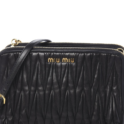 Miu Miu Nappa Matelasse Double Zip Chain Shoulder Bag Black 10 of 12
