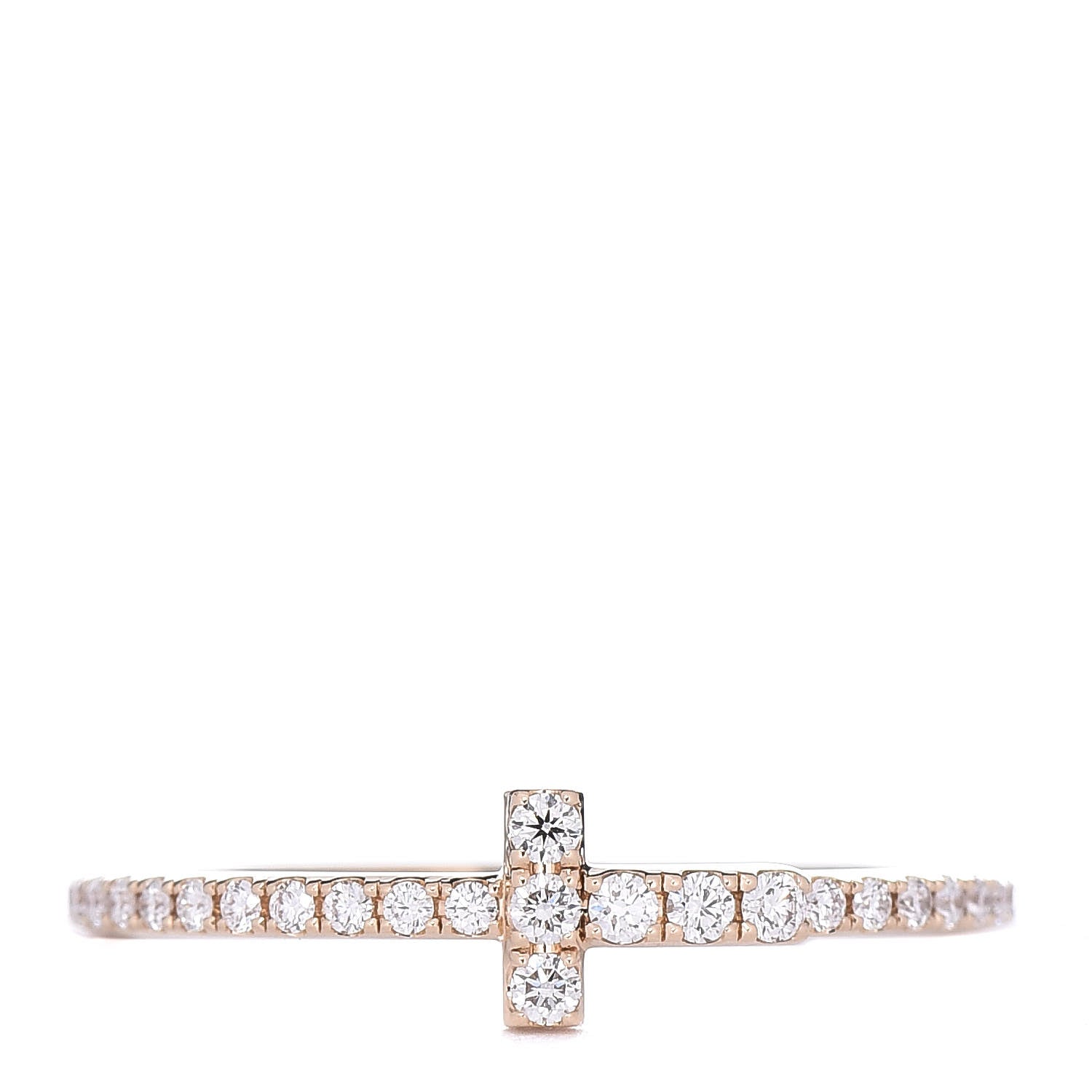 Tiffany 18K Yellow Gold Diamond T Wire Pave Ring 50 5.5 1 of 5