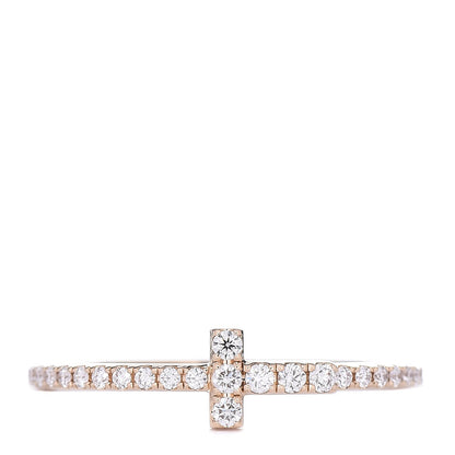 Tiffany 18K Yellow Gold Diamond T Wire Pave Ring 50 5.5 1 of 5