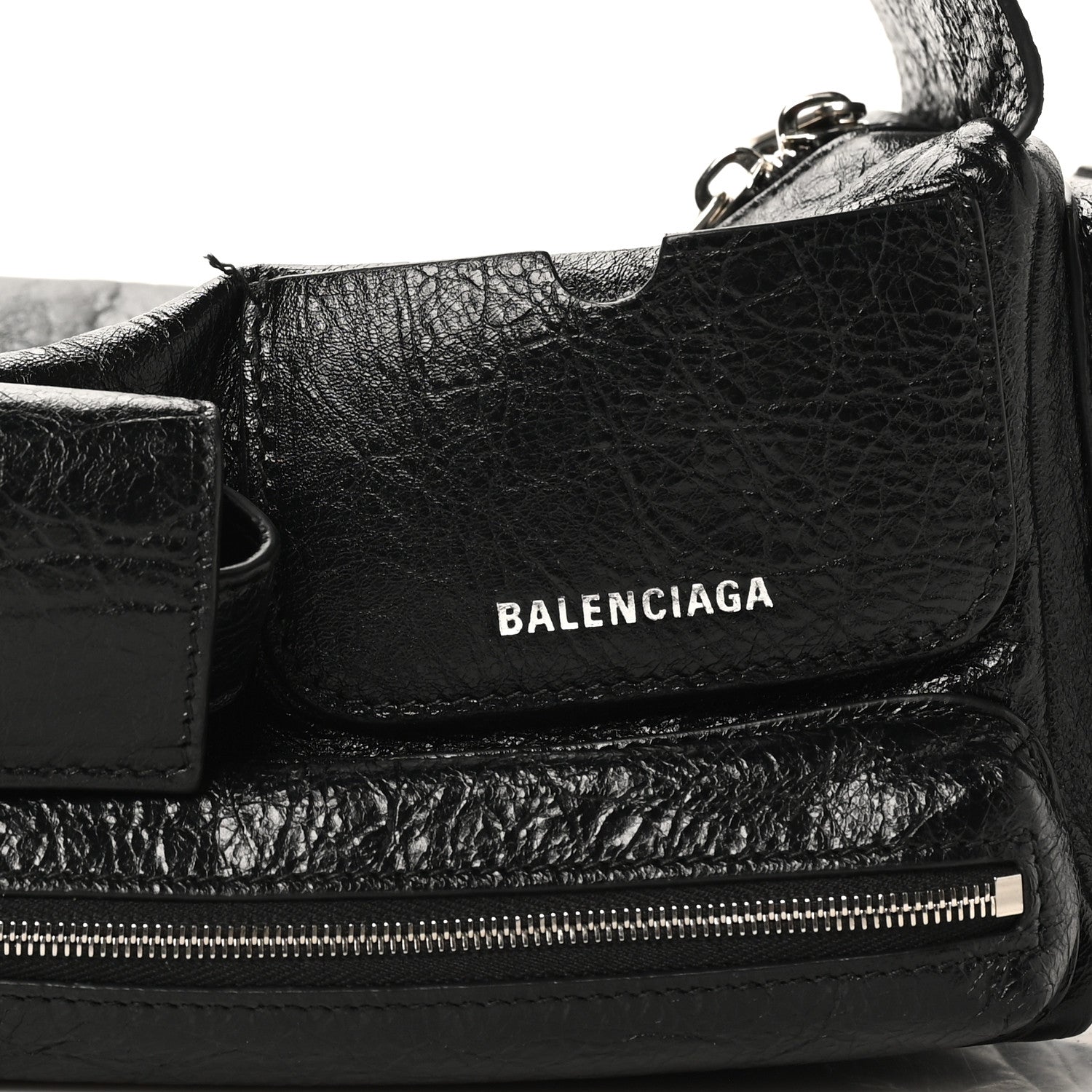Balenciaga Agneau Arena Men's Superbusy Small Sling Zip Shoulder Bag Black 6 of 11