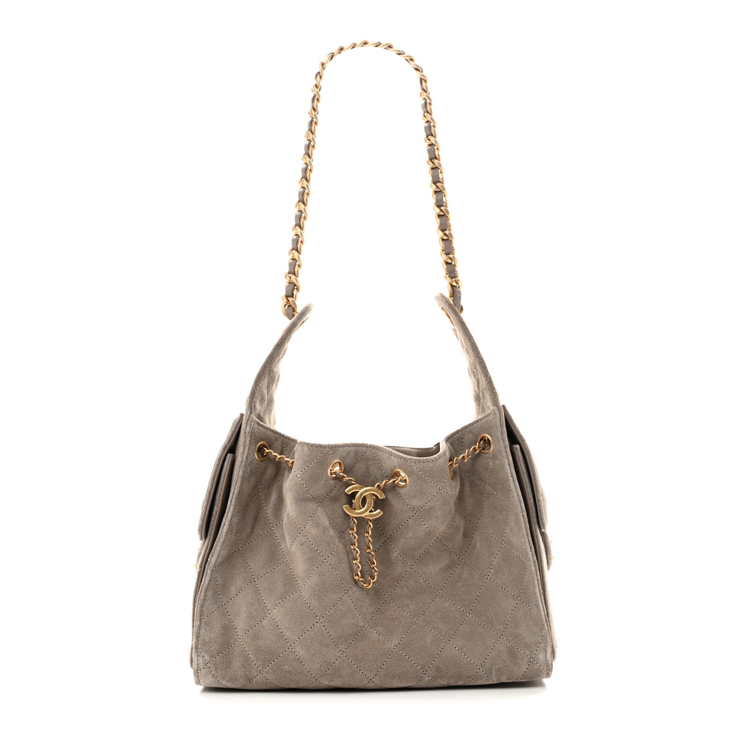 Chanel Suede Quilted Small Chanel 25 Handbag Dark Grey 1 of 13