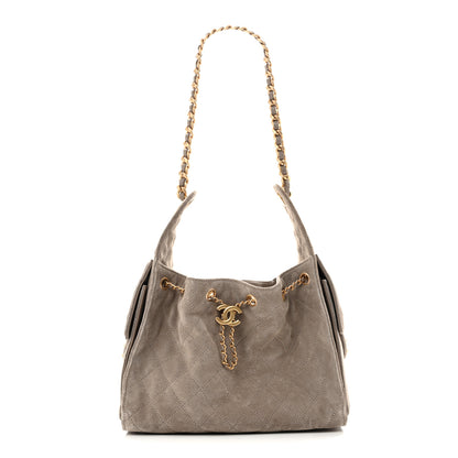 Chanel Suede Quilted Small Chanel 25 Handbag Dark Grey 1 of 13
