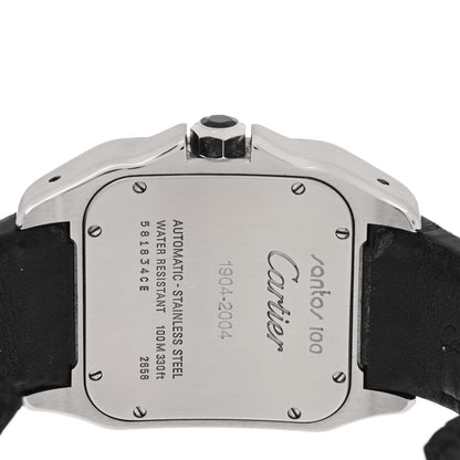 Cartier Stainless Steel Alligator 38mm Santos 100 Automatic Watch 4 of 5