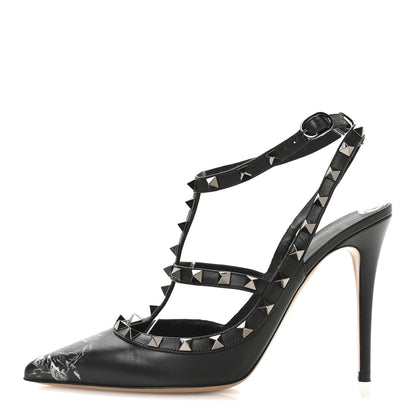 Valentino Garavani Calfskin Nappa Rockstud Undercover Ankle Strap 100mm Pumps 40 Black Grey 1 of 8