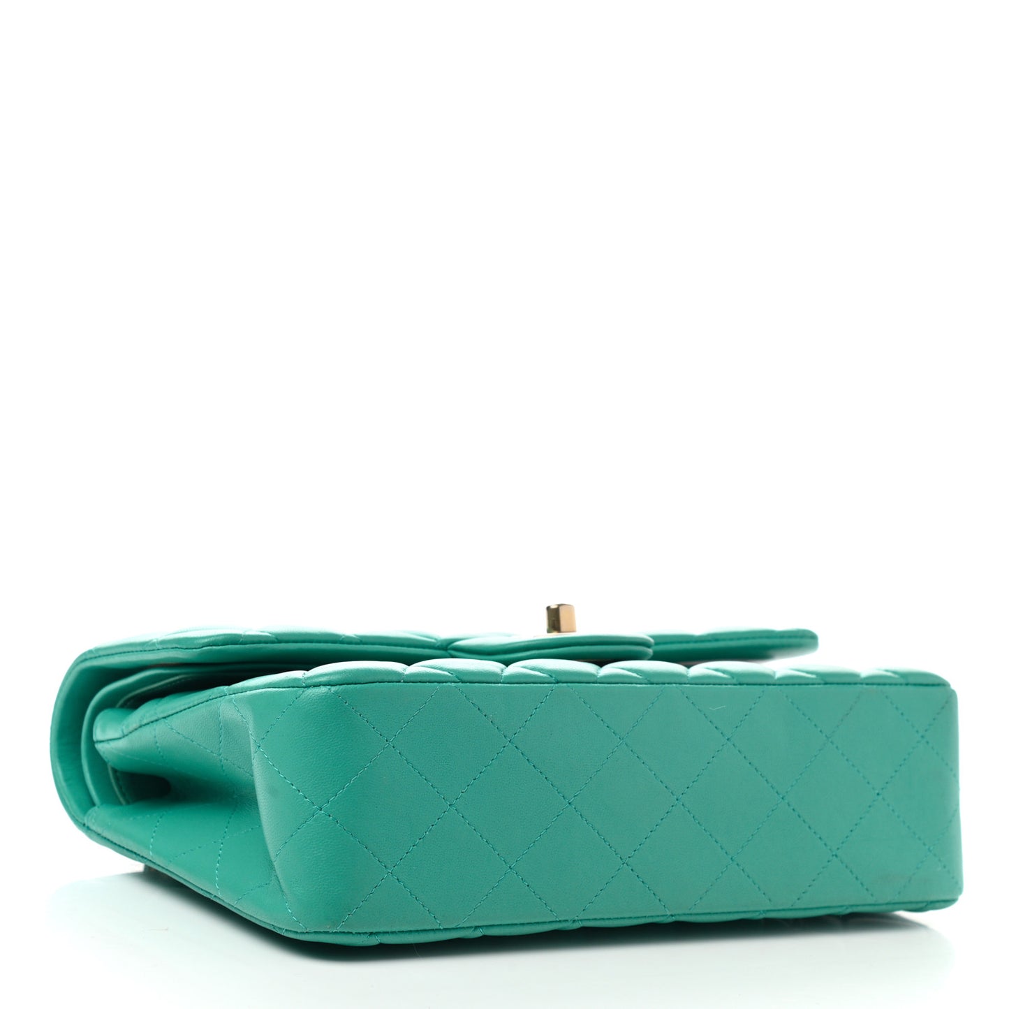 Lambskin Quilted Small Double Flap Green