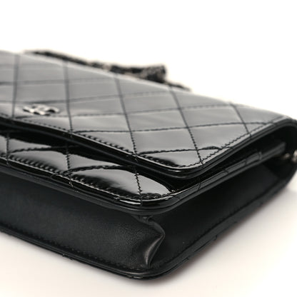 Chanel Patent Calfskin Quilted Wallet On Chain WOC Black 10 of 11