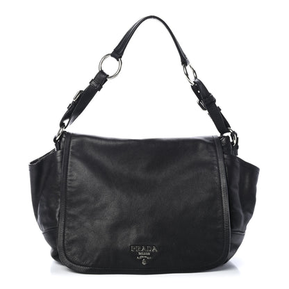 Prada Soft Calf Flap Shoulder Bag Black 1 of 4