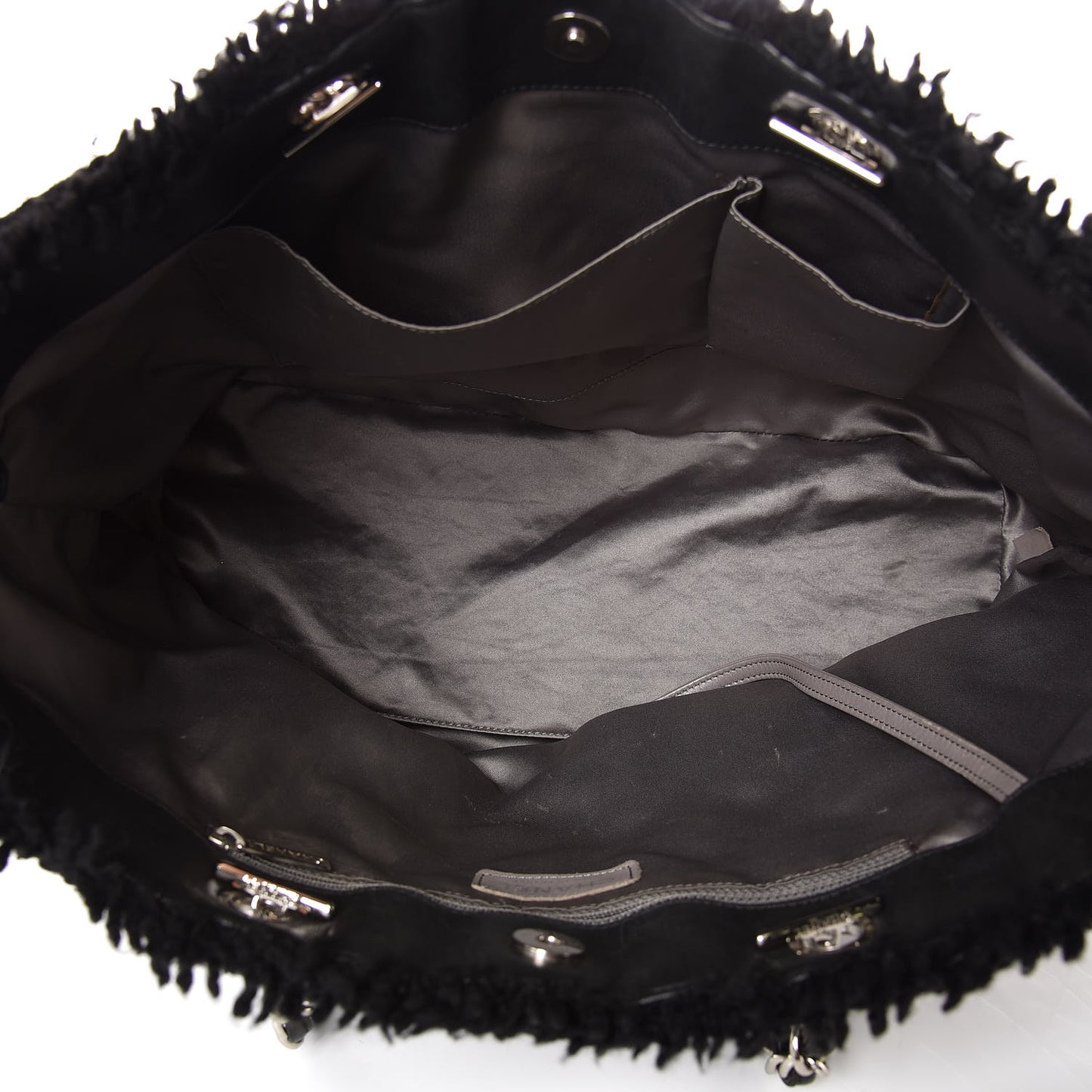 Vinyl Quilted Funny Tweed Tote Black