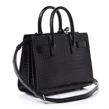 Saint Laurent Calfskin Crocodile Embossed Nano Sac De Jour Black 3 of 5