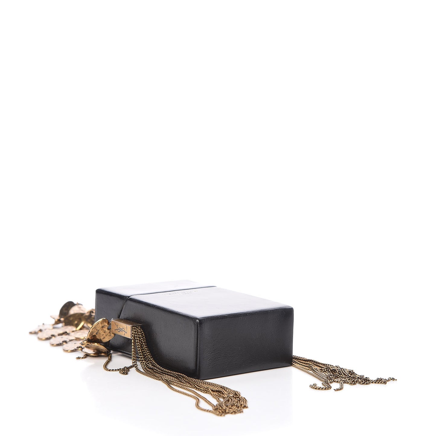 Lambskin Smoking Box Heart Motif Crossbody Black