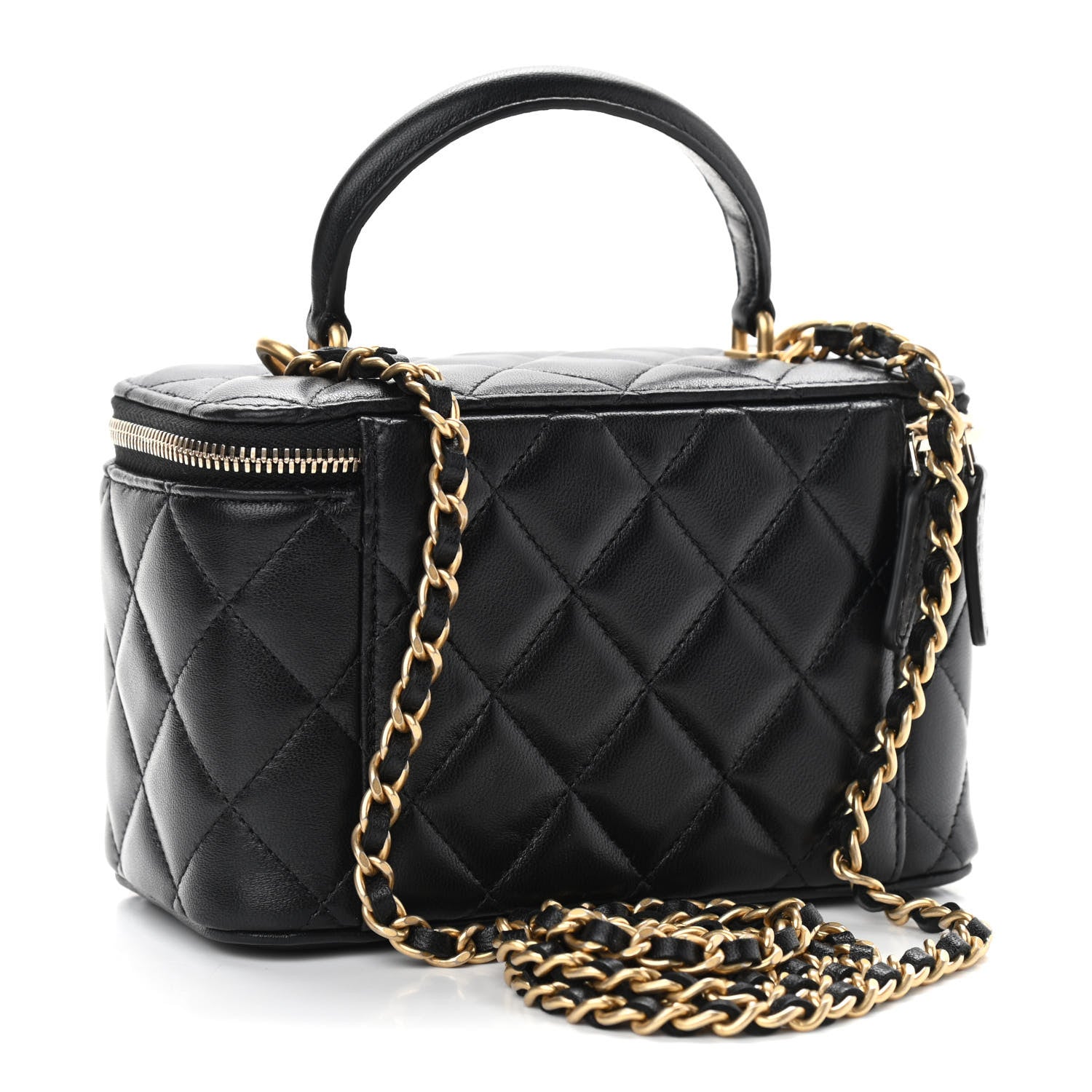 Chanel Lambskin Quilted Small Top Handle Vanity Case With Chain Black 3 of 11