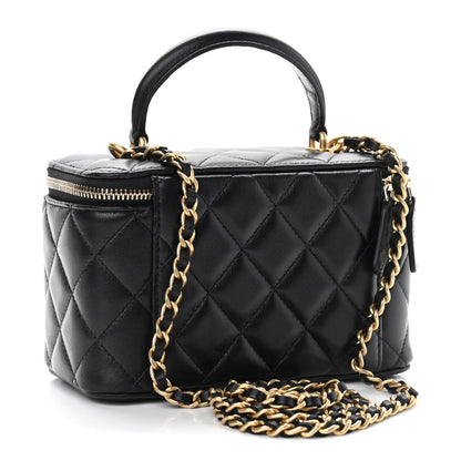 Chanel Lambskin Quilted Small Top Handle Vanity Case With Chain Black 3 of 11