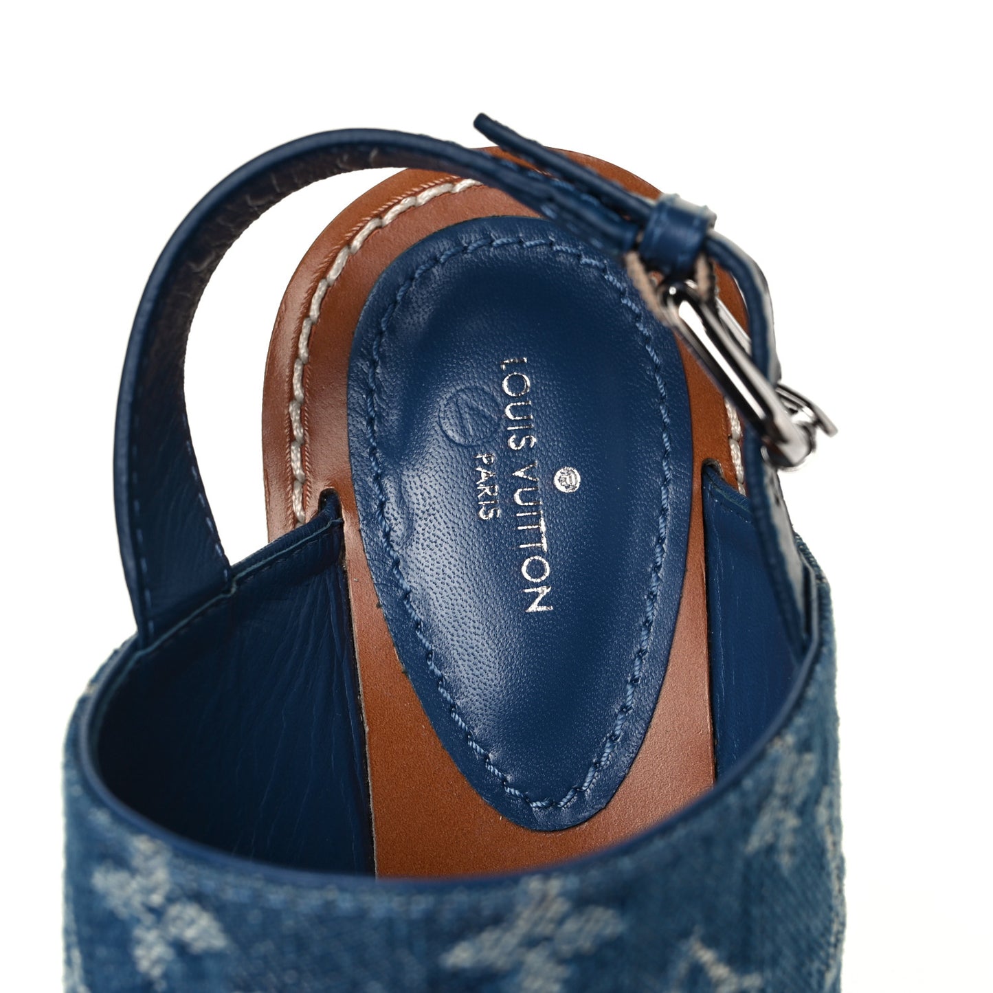 Monogram Denim Starboard Flat Thong Sandal 37 Blue