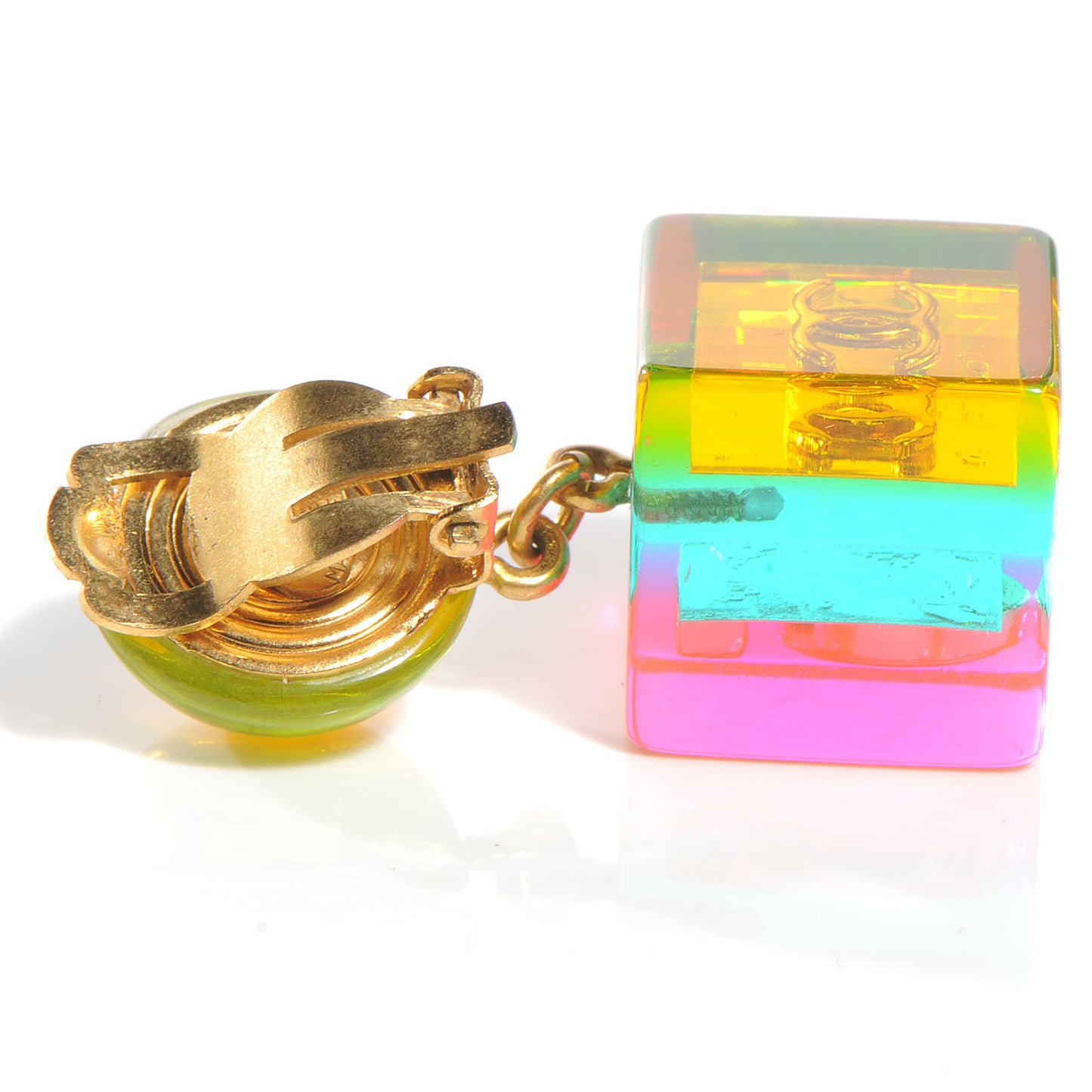 N°5 CC Resin Cube Clip On Earrings Multicolor